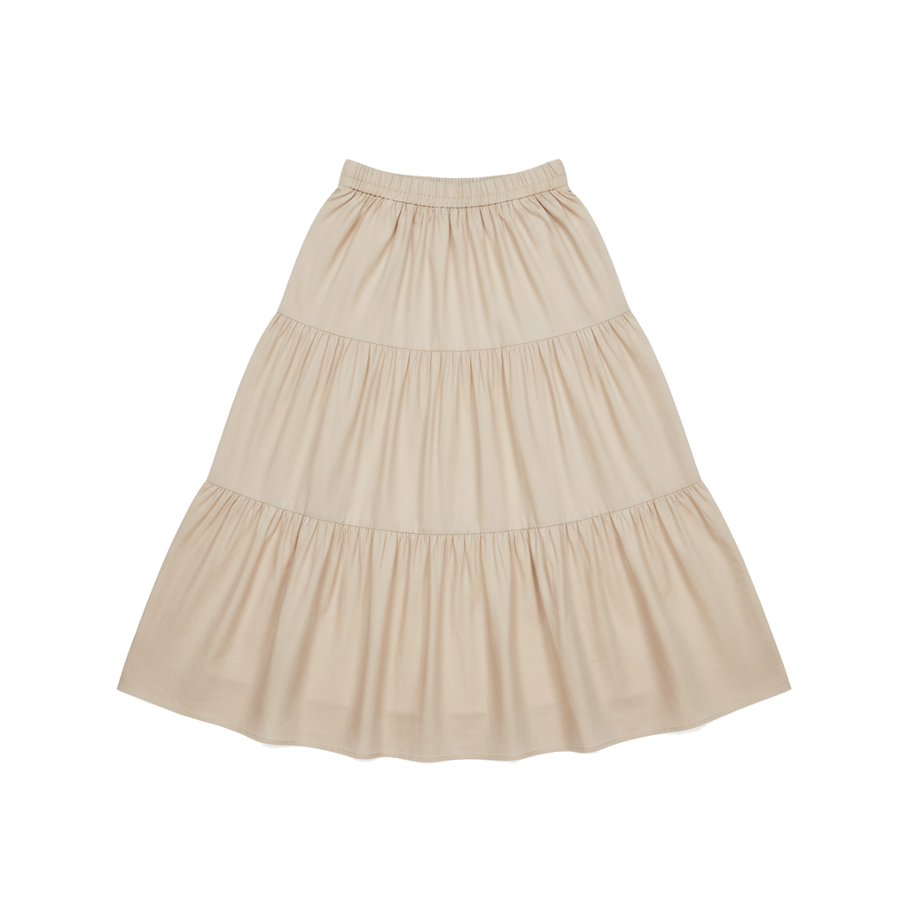Tiered cotton midi skirt