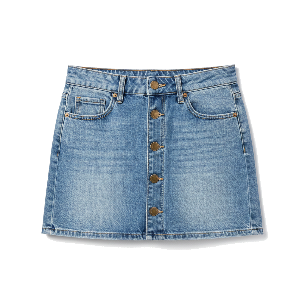 Denim mini skirt with buttons